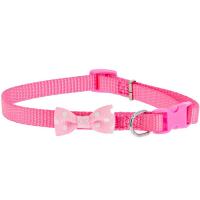 Ошейник нейлон 10мм с пряжкой-защелкой бантом 20-30см розовый/00210019-12/Каскад
