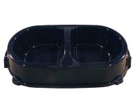 Миска двойная пластик для кошек 0,45л нескользящая черная Миска двойная пластик для кошек 0,45л нескользящая черная