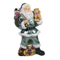 Санта с игрушечным мишкой в руке(бирюзовый)L10W13H25см 713241/W085 Санта с игрушечным мишкой в руке(бирюзовый)L10W13H25см 713241/W085