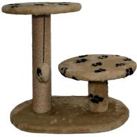 Когтеточка с двумя полками круг джут коричневый с игрушкой 37*57*55см/DONBARON