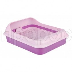 Туалет для кошек Феликс глубокий с бортом и сеткой розовый Туалет для кошек Феликс глубокий с бортом и сеткой розовый