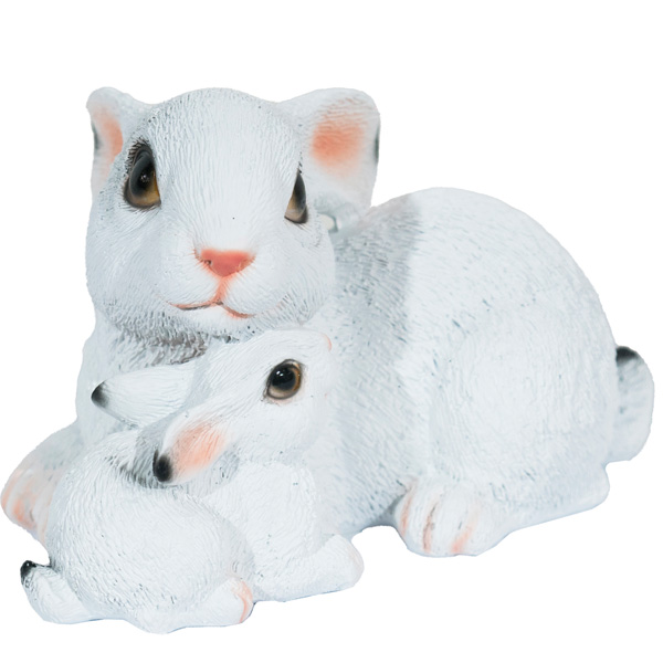 Фигура Зайчиха с зайчонком (белый) L16W10H10  718250/F842
