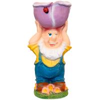 Фигура Гном с цветком кашпо пластик 78*33*33см  ПЛ-168