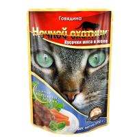 Корм для кошек Ночной охотник 100г ЖЕЛЕ говядина Корм для кошек Ночной охотник 100г ЖЕЛЕ говядина