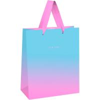 Пакет подарочный 11*14*6,5см "Duotone. Light blue-Pink gradient" отд.фольгой, мат лам MESHU/Рельеф
