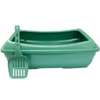 Туалет д/кошек Атонго глубокий с бортиком совком 49х37,5х15см темно-зеленый/Евро