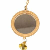 Игрушка д/птиц Zoo-M Зеркало большое с колокольчиком блистер бежевое/5014/Дарэлл