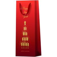 Пакет подарочный 12*36*8,5см "New Year" мат лам отд.фольгой под бутылку MESHU /Рельеф