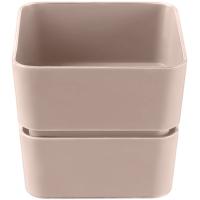 Кашпо квадрат Фиори 0,45л пралине с под. 9,6*9,6*8,6см КШ-0512 /24шт/ПП