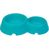 Миска двойная пластик для кошек и собак 150/250мл бирюза Миска двойная пластик для кошек и собак 150/250мл бирюза