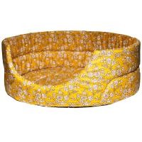 Лежанка овЛежанка овальная стеганая поролоновая хлопок Цветы на желтом 52*46*20см/DONBARON