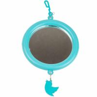 Игрушка д/птиц Zoo-M Зеркало большое с пластиковым подвесом блистер бирюз/5015
