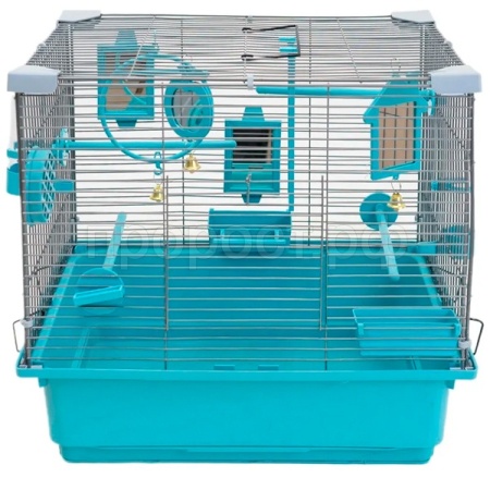 Клетка д/птиц N1 РПК60 42*30*h38см укомплектованная бирюзовая/Евро