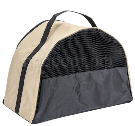 Сумка переноска ЧИП Полукруглая №3 нейлон с сетчатым окном 46*24*32см бежевая/9048