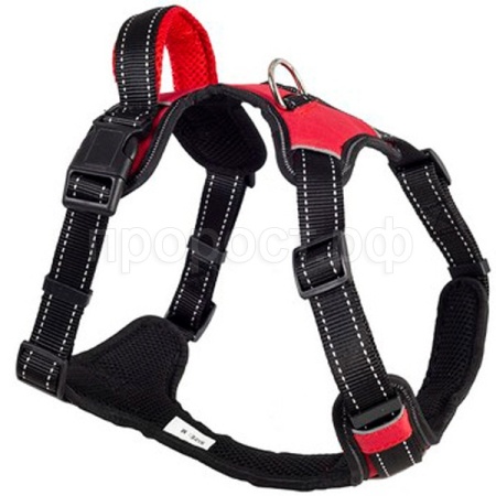 Шлейка нейлон L SPORT с ручкой красная обхв.груди 65-80см/01206580-02/Каскад