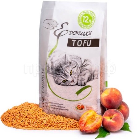 Наполнитель Ерошка Тофу Экстракт персик 12л/5шт Наполнитель Ерошка Тофу Экстракт персик 12л/5шт