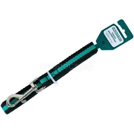 Поводок капрон 20мм*1,5м черный с зелёной полосой  DONBARON Поводок капрон 20мм*1,5м черный с зелёной полосой  DONBARON