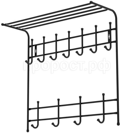 Вешалка настенная с полкой 730х270х710мм (11 крючков) черный ВПТ11/Ч шт