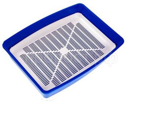 Туалет для кошек глубокий с сеткой синий ВАКА  Туалет для кошек глубокий с сеткой синий ВАКА