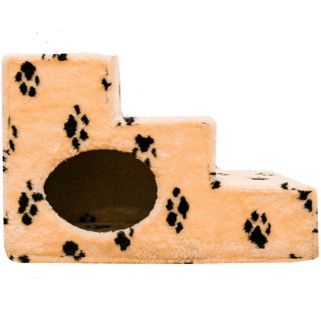 Лестница домик для животных мех лапы на бежевом 39*55*37Н DONBARON Лестница домик для животных мех лапы на бежевом 39*55*37Н DONBARON