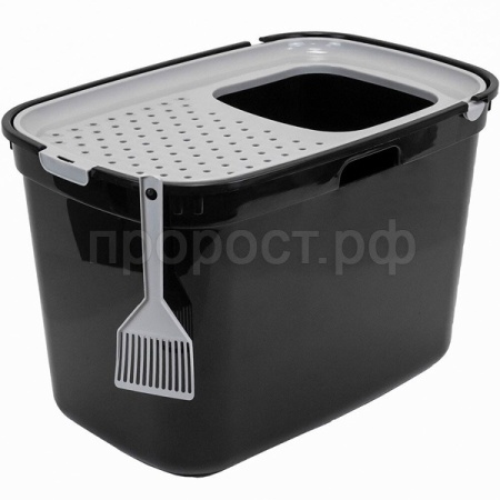 Туалет бокс д/кошек ZooM 59*39*38см с верхним входом черный/2932/Дарэлл