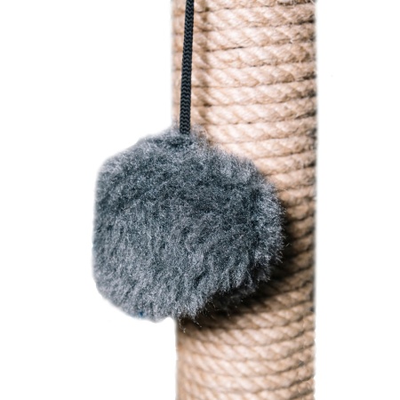 Когтеточка домик с полкой круг мех джут серый с игрушкой 39*77см/DONBARON