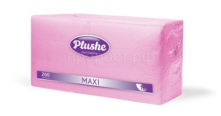 Салфетки бумажные 1 слой "Plushe Maxi" 24*24см розовый 200листов