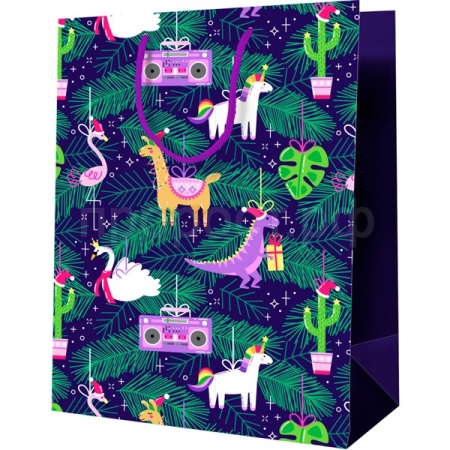 Пакет подарочный 18*23*10см "Новогодние игрушки" ламинированный MESHU /MS_52149/Рельеф