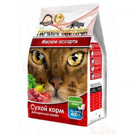 Корм для кошек Ночной охотник 400г  мясное ассорти сухой Корм для кошек Ночной охотник 400г  мясное ассорти сухой