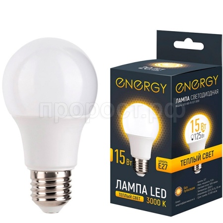 Лампа светодиодная Груша LED А60-15-E27-3000 теплый свет 109310 /100шт/ Energy Лампа светодиодная Груша LED А60-15-E27-3000 теплый свет 109310 /100шт/ Energy
