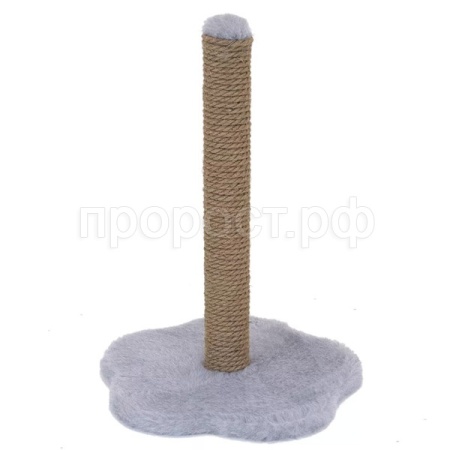 Когтеточка ЧИП Столбик на подставке с мех игр. джутовый 35*35*50см серый8312/Дарэлл