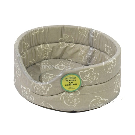 Лежанка овальная стеганая поролоновая хлопок Серые Мишки 42*34*18см/DONBARON Лежанка овальная стеганая поролоновая хлопок Серые Мишки 42*34*18см/DONBARON