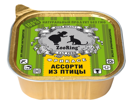 Корм для кошек ZooRing паштет Ассорти из птицы ж/б 100г Корм для кошек ZooRing паштет Ассорти из птицы ж/б 100г