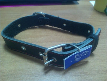 Ошейник кожа 30мм 1слойный безразмерный 58-61см/40854