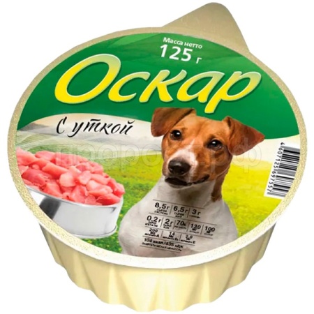 Собаки Оскар Утка 125г 16шт ж/б /1208/ Собаки Оскар Утка 125г 16шт ж/б /1208/