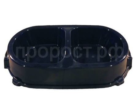 Миска двойная пластик для кошек 0,45л нескользящая черная Миска двойная пластик для кошек 0,45л нескользящая черная