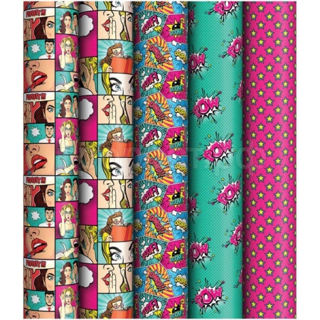 Упаковочная бумага 70*100см "Pop art", глянц., ассорти 5 дизайнов ArtSpace/М100_40609/Рельеф