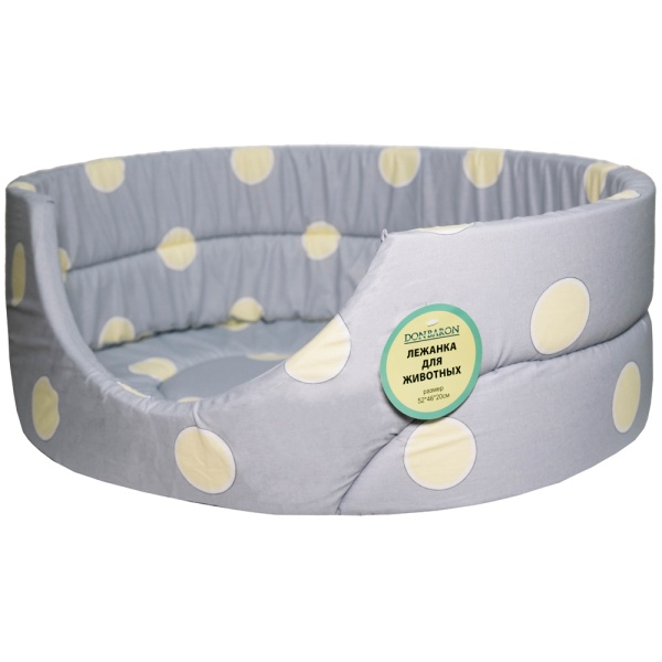 Лежанка овальная стеганая поролоновая хлопок Горох МИКС 52*46*20см/DONBARON Лежанка овальная стеганая поролоновая хлопок Горох МИКС 52*46*20см/DONBARON