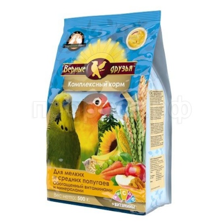 Верные друзья для мелких и средних попугаев витамины и минералы 500гр