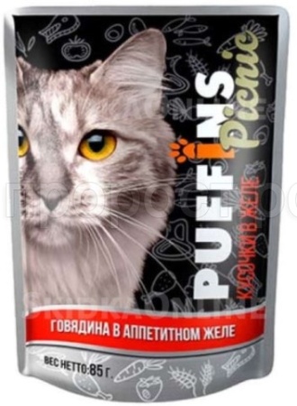 Корм для кошек Пуффинс пикник 85г ЖЕЛЕ говядина Корм для кошек Пуффинс пикник 85г ЖЕЛЕ говядина