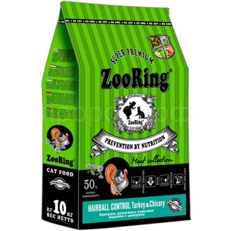 Кошки ZooRing Adult Hairball Control индейка/цикорий д/работы ЖКТ д/кошек всех пород 10кг/100274 ЧЗ Кошки ZooRing Adult Hairball Control индейка/цикорий д/работы ЖКТ д/кошек всех пород 10кг/100274 ЧЗ