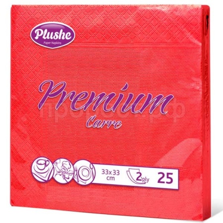 Салфетки бумажные 2 слоя "Plushe Premium Carre Intensive" 33см красный инт. 25лист/30шт/2029