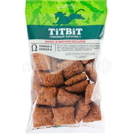 Лакомство для собак Начос в мясной обсыпке Золотая коллекция 75гр/018798 Лакомство для собак Начос в мясной обсыпке Золотая коллекция 75гр/018798