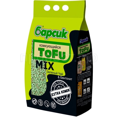 Наполнитель БАРСИК Тофу микс Зеленый чай & бентонит комкующийся 4,54л/3шт/93104 Наполнитель БАРСИК Тофу микс Зеленый чай & бентонит комкующийся 4,54л/3шт/93104