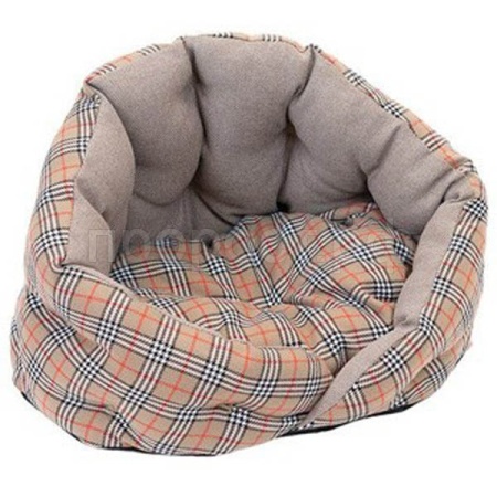 Лежанка Sleep-Шотландка №2 овальная пухлая с подушкой 60*48*43см/94574беж