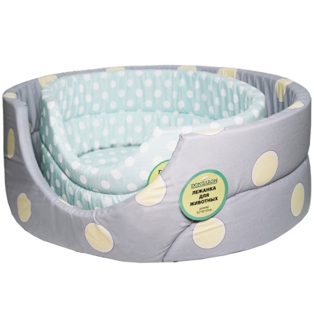 Лежанка овальная стеганая поролоновая хлопок Горох МИКС 42*34*18см/DONBARON