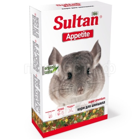 Грызуны Султан APPETITE для шиншилл 700г/8шт/5868 ЧЗ