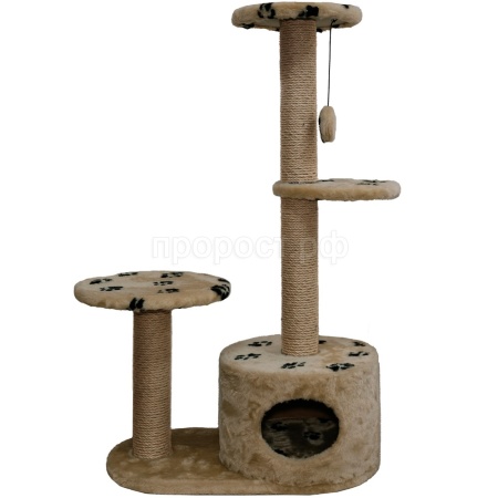 Когтеточка домик с 2-умя полками и домиком круглая мех джут корич с игрушкой 112*66*38см/DONBARON Когтеточка домик с 2-умя полками и домиком круглая мех джут корич с игрушкой 112*66*38см/DONBARON