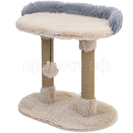 Когтеточка Лежанка ПУХ-2 столбик джут,пушистый мех 55*36*47см/84054серая/Дарэленд Когтеточка Лежанка ПУХ-2 столбик джут,пушистый мех 55*36*47см/84054серая/Дарэленд
